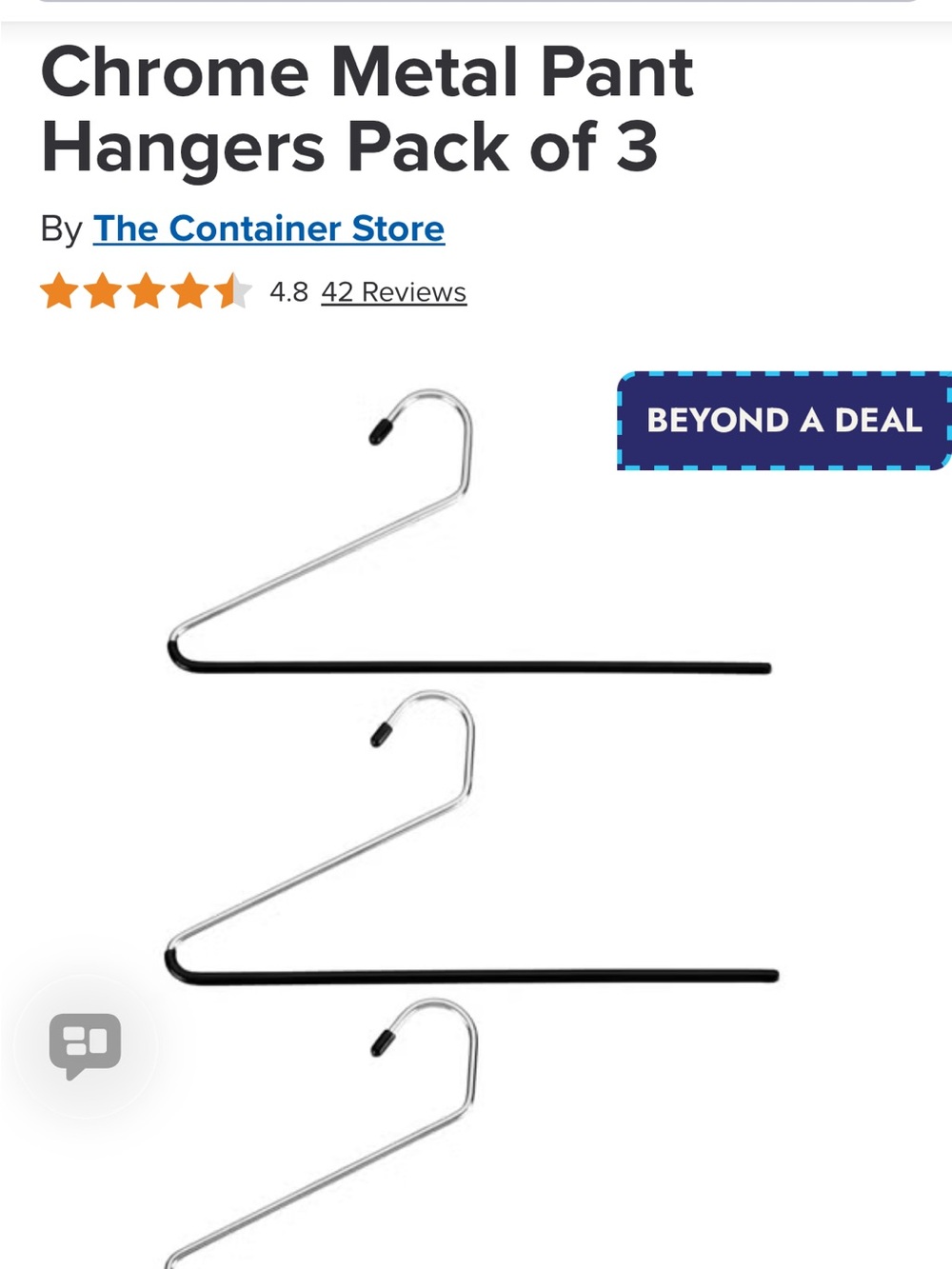 ***8 Hangers - The Container Store Chrome and Black Metal Pant Hangers